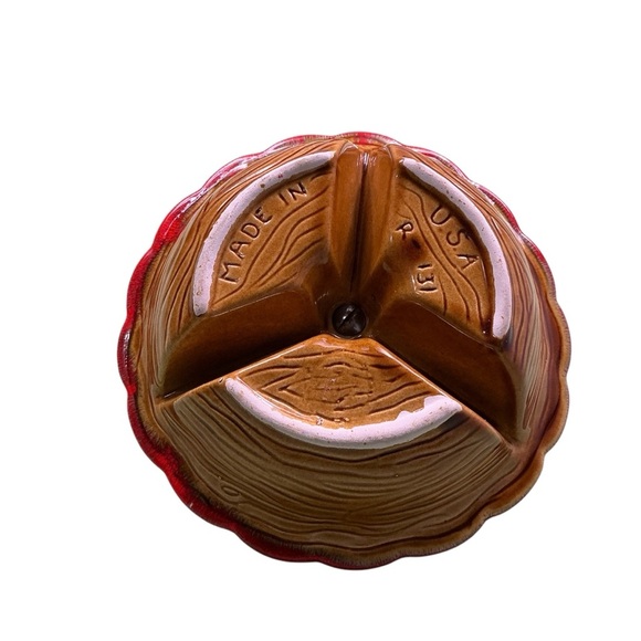 Vintage California Pottery 1960s drip glaze relish dish - Picture 4 of 4